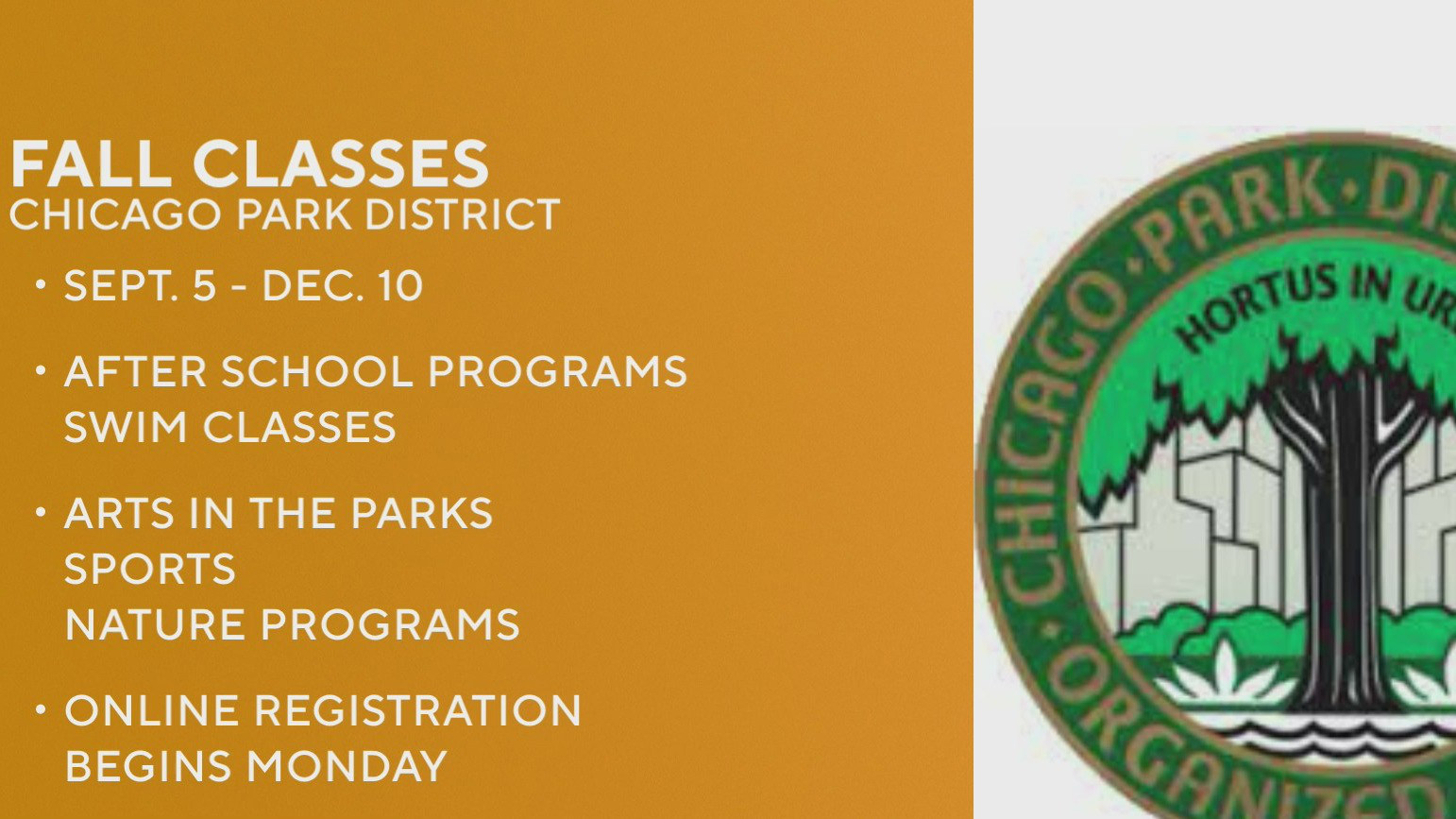 Chicago Park District release fall session programs, classes