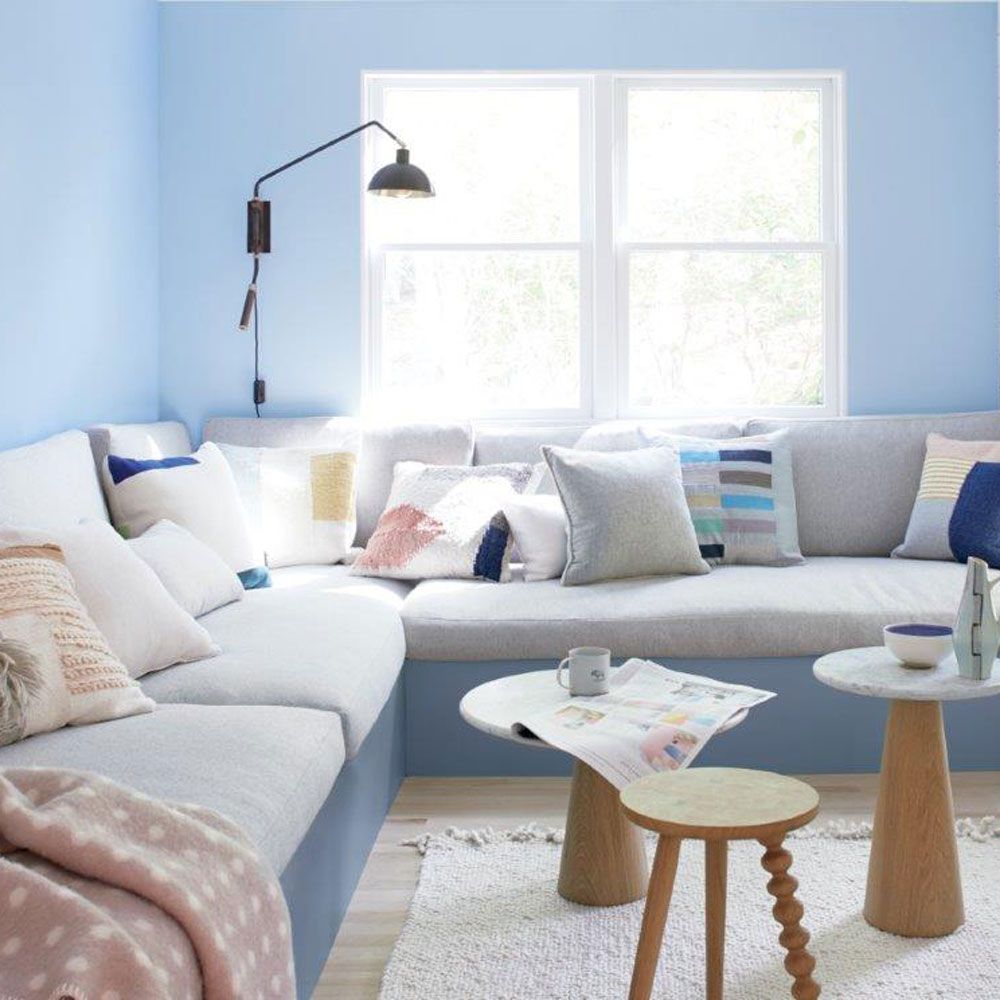 <p>                     Introduce a splash of sky blue to enliven a small living room idea. A soft pastel shade welcomes colour without overwhelming the space. Combine cool, airy, pastels with the clean lines of modern furniture and contemporary textiles to bring it right up to date.                   </p>