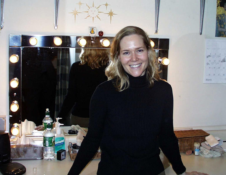 Rebecca Luker in her dressing room at the Neil Simon Theatre on Broadway, hours before going onstage as Marian in "The Music Man," in this 2001 file photo.