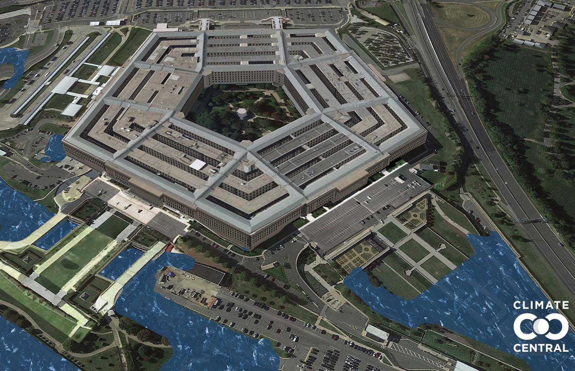The Pentagon was built during the Second World War and is currently the headquarters of the US Department of Defense – the army, navy and Air Force. But in the event of a 3°C (5.4°F) temperature rise, there won’t be much left of its surroundings.