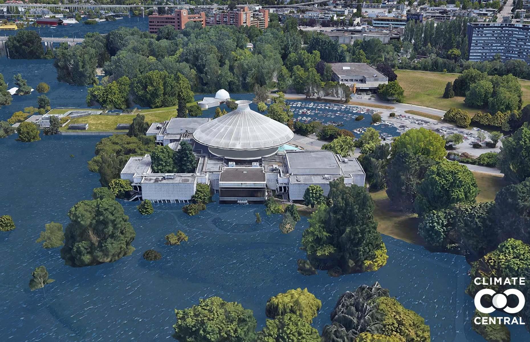 <p>Swathes of the coastal city of Vancouver will be plunged underwater due to global warming, with suburbs including Richmond, Ladner and Surrey set to be badly hit. The H. R. MacMillan Space Centre, pictured, will be all but lost as water sweeps in from English Bay in the west.</p>  <p><strong><a href="https://www.loveexploring.com/galleries/94665/these-images-show-the-true-impact-of-plastics-on-our-oceans">These shocking images show the true impact of plastic on our oceans</a></strong></p>