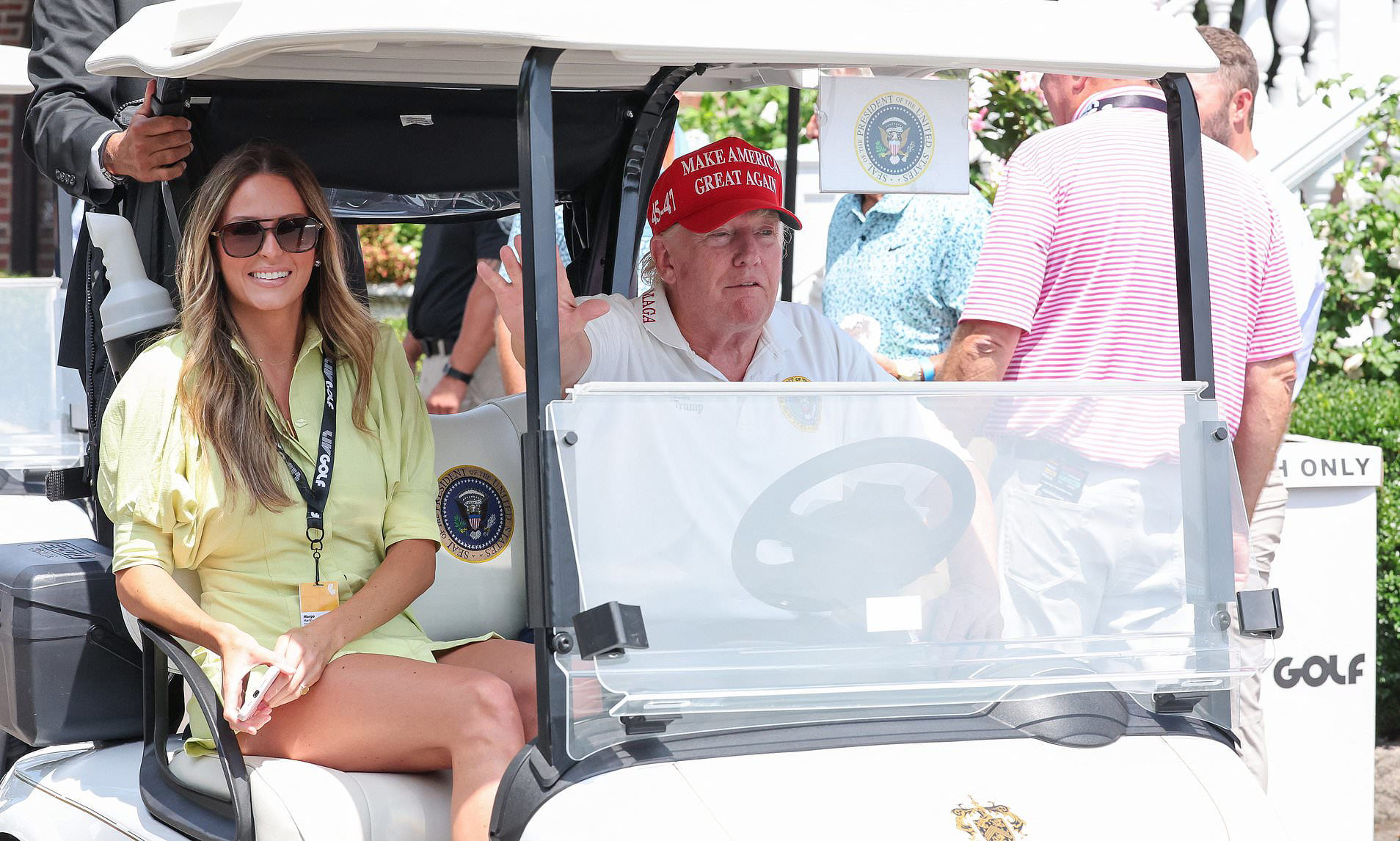 Trump hits the golf course with glamorous aide Margo Martin as January ...