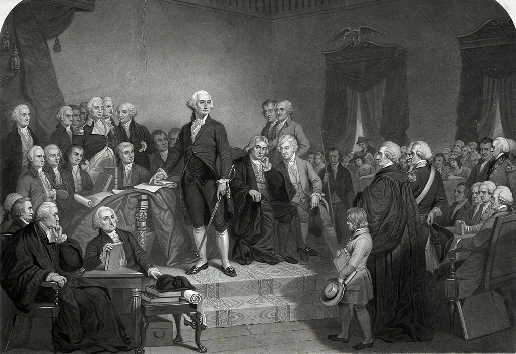 <p>The second time George Washington was unanimously elected President of the United States on March 4, 1793, he stood at the Senate Chamber of Congress Hall in Philadelphia to address the American people. </p> <p>His speech only consisted of 135 words and lasted just ten minutes long, making it the shortest inaugural address in U.S. history.</p>