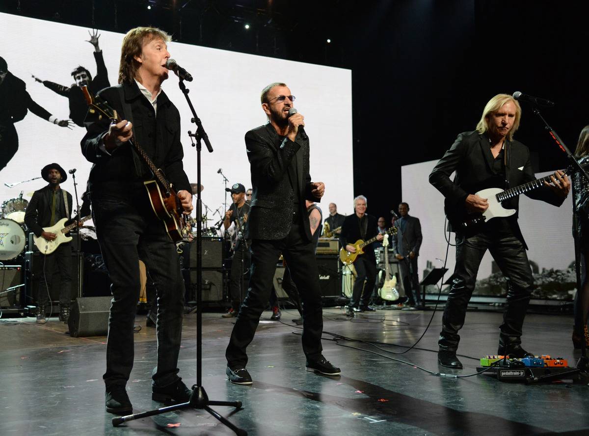 <p>In 2015, Ringo Starr was the last of the Beatles to be inducted into the Rock and Roll Hall of Fame as a solo artist. He was accompanied by Green Day for the song "Boys," and his brother-in-law, Joe Walsh, for the track "It Don't Come Easy." </p> <p>During the final two songs, he had the help of Beck, Dave Grohl, Stevie Wonder, John Legend, Bill Withers, and numerous other artists. </p>