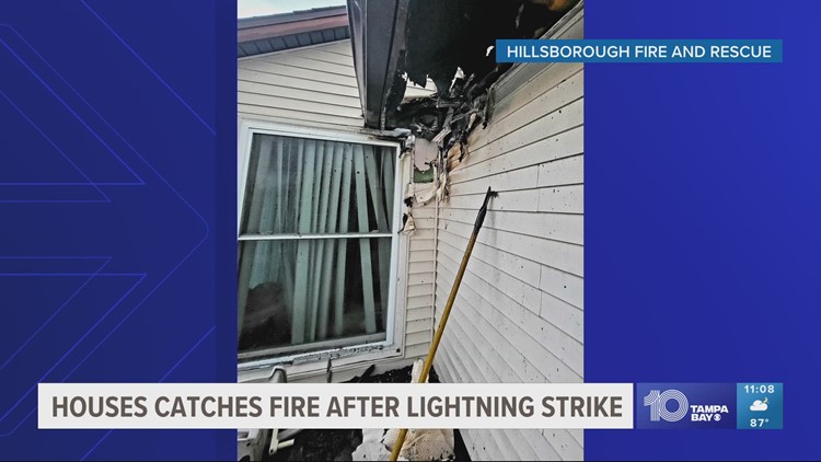 Tampa Home Catches Fire After Being Struck By Lightning 