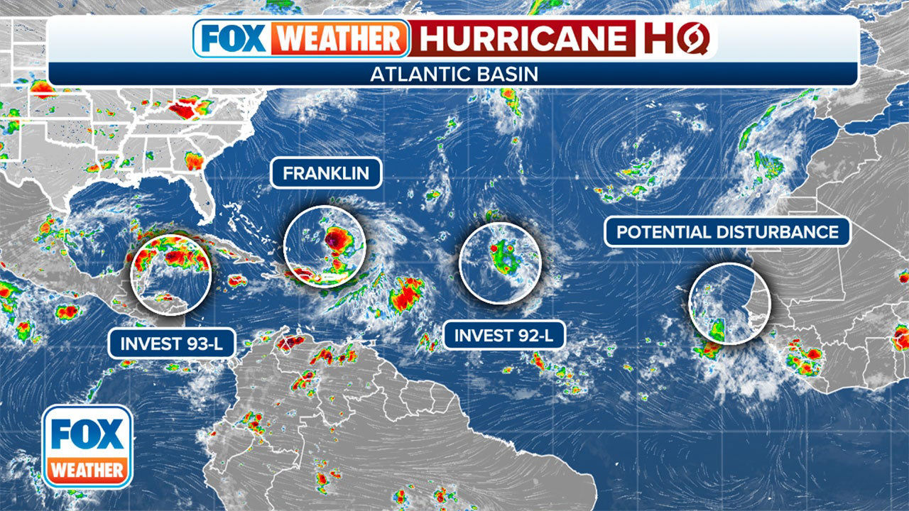 Invest 93L, Franklin among several systems being tracked in active Atlantic