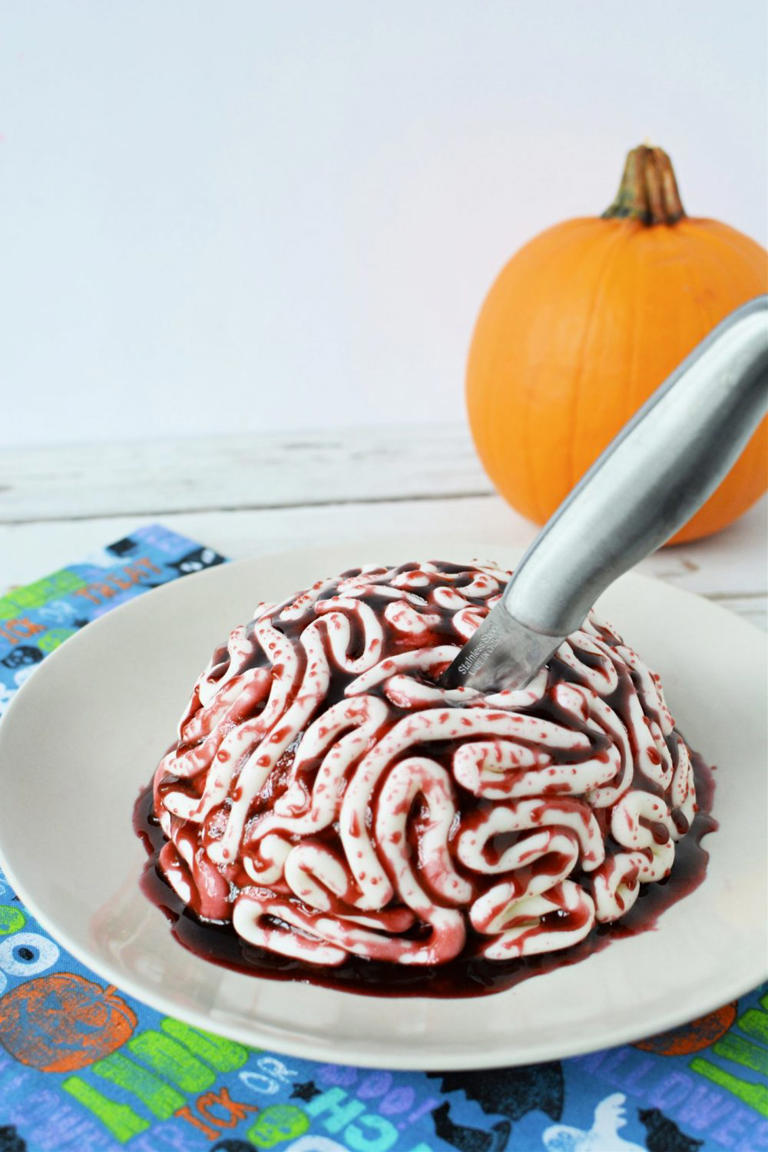 How to Make a Red Velvet Halloween Brain Cake