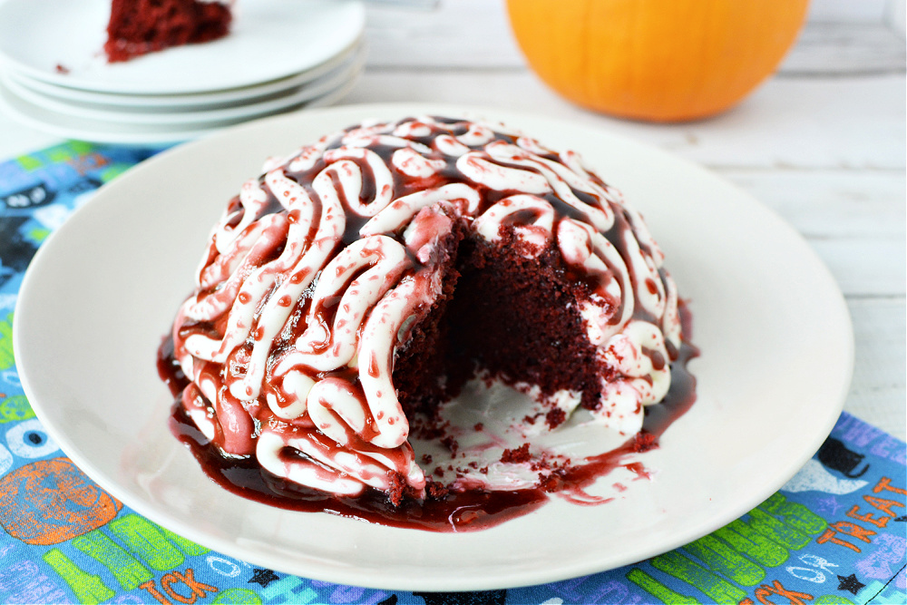 How to Make a Red Velvet Halloween Brain Cake