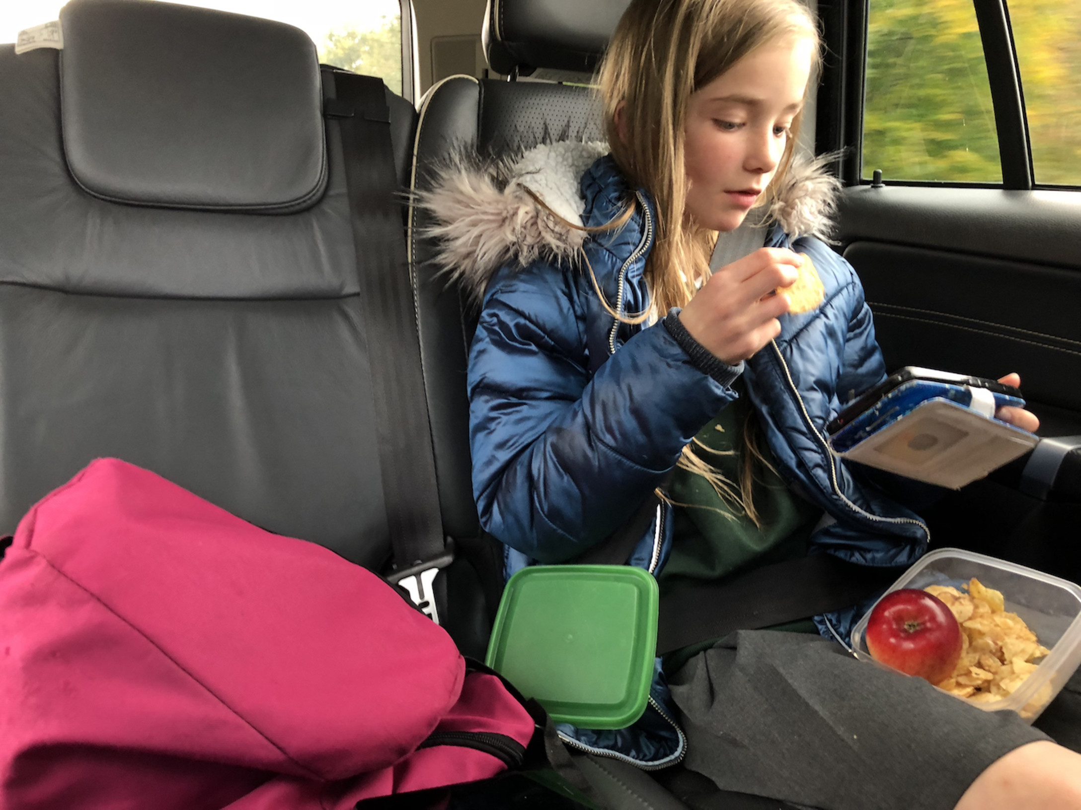 <p>"My parenting lightbulb moment was realizing that fully 90% of my kid's post-school meltdowns (including homework ones) were because she was STARVING after school. I've started packing car snacks for her to eat on the way home and it makes everything easier once we get there." – Jamie J., Arizona</p>