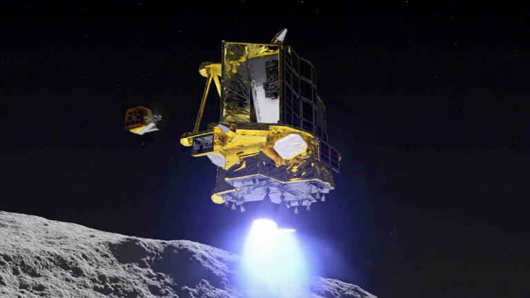 Een eerdere simulatie toont hoe de Japanse maanlander op de maan had moeten landen.