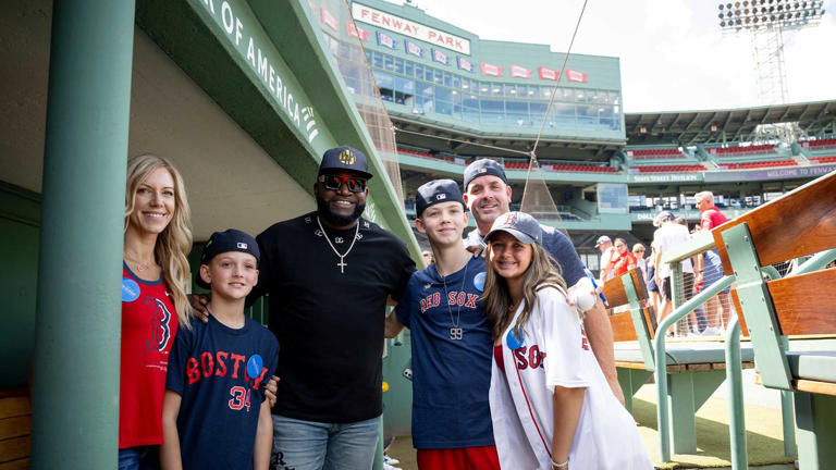 Boston Red Sox icon David Ortiz gave a VIP tour of Fenway Park to Dominic Driscoll, a 14-year-old Make-A-Wish recipient from Middleborough, Massachusetts, (right of Ortiz) and his family on Aug. 26, 2023.