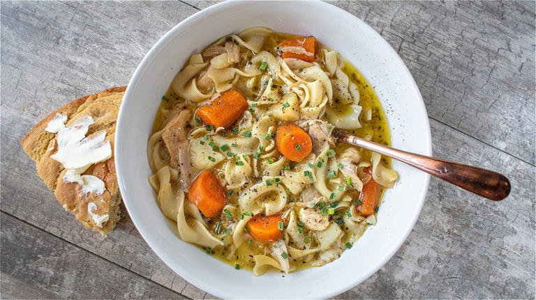 The Easy Trick To Hiding Veggies In Your Chicken Noodle Soup