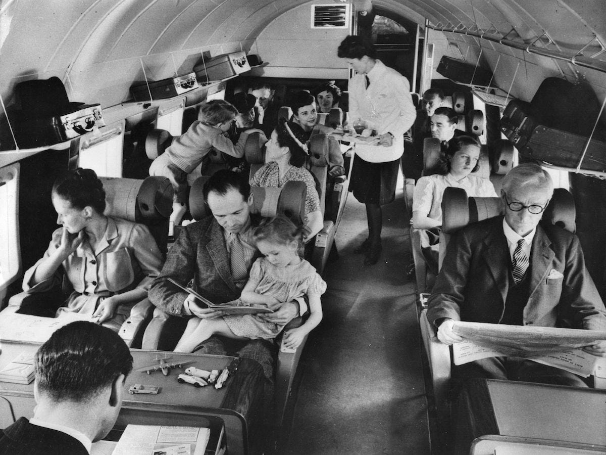 <ul class="summary-list"> <li>The 1950s are widely known as the golden age of air travel, when flying was a glamorous affair.</li> <li>Before that, flights were super loud, cold, and unpressurized.</li> <li>Today, flying is all about having the same conveniences we are used to having on the ground.</li> </ul><p><a href="http://www.insider.com/category/air-travel">Air travel</a> has changed significantly over the last century. </p><p>From the very first flight in the early 1900s to seat-side, hand-carved hams <a href="https://www.insider.com/vintage-photos-airplane-flying-2017-4">in the 1950s</a>, to today's touch-screen entertainment systems, <a href="https://www.insider.com/how-flying-airports-air-travel-could-change-future">air travel has come a long way</a>.</p><p>Keep scrolling to see what air travel looked like in every decade.</p><div class="read-original">Read the original article on <a href="https://www.insider.com/air-travel-in-every-decade-2017-8">Insider</a></div>