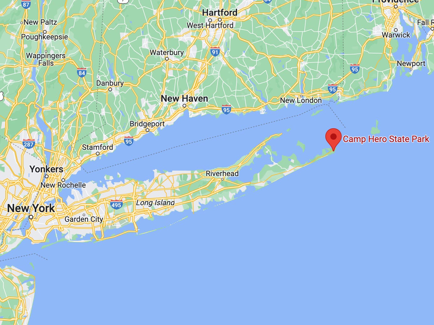 <p>Montauk is commonly known as The End. It's the last town on Long Island, making it the perfect spot for an Army base scanning the oceans for submarines hiding in the depths below.</p>