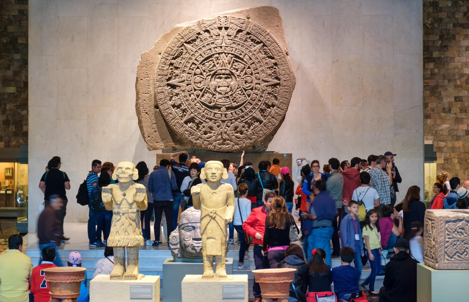 <p>With 23 exhibition halls and the world’s largest collection of ancient Mexican art, you could spend a few days at the National Museum of Anthropology in Mexico City. Laid out in chronological order, it culminates in the Aztec Hall, where you’ll find the famous Aztec Calendar or Stone Sun (pictured). Other highlights include the statue of Aztec god Xochipilli and a peacock feather and gold thread headdress made for the Aztec ruler Moctezuma II. Don’t miss the El Paraguas stone sculpture in the courtyard.</p>