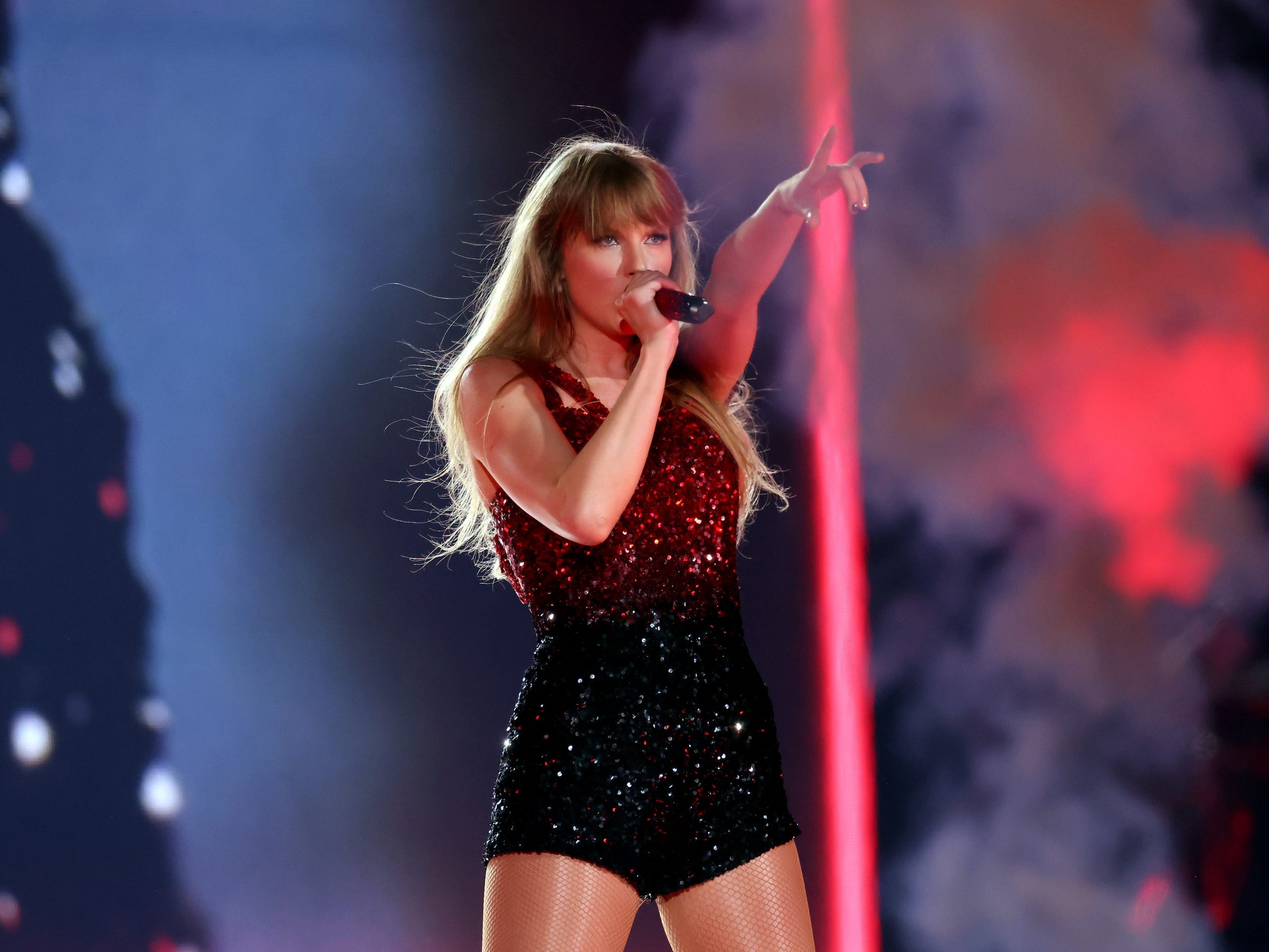 <p>Honestly, Swift's outfits never slay during the "Red" segment, but the ombre romper is the worst offender. It's not terrible, but it doesn't do anything for her.</p>