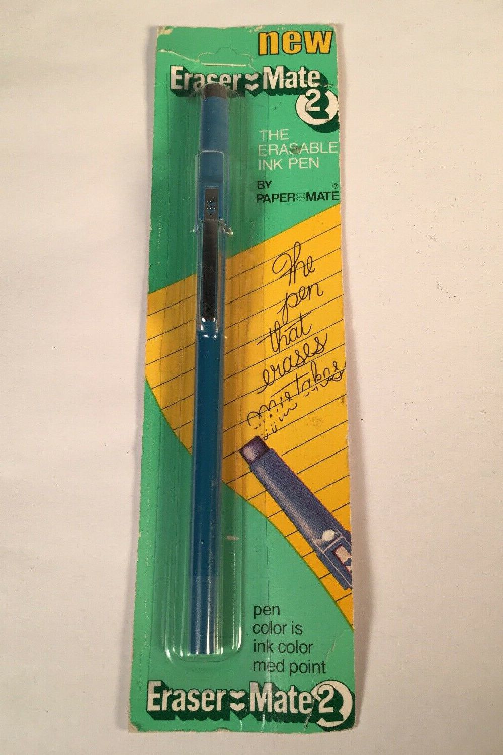 <p>Having the coolest school supplies has always been a status symbol, and in the '80s, there was nothing cooler than doing your work with an Eraser Mate. Paper Mate introduced its famous erasable-ink pen in 1979, and even though there was definite room for improvement (we still remember the smell and the runny ink), the novelty factor ensured their popularity with kids. Today, improved Eraser Mates <a href="https://www.walmart.com/ip/Paper-Mate-EraserMate-Erasable-Pens-Medium-Point-Black-4-Pack/17617405">are still in stores</a>, but they face stiff competition from better-reviewed <a href="https://www.walmart.com/ip/Pilot-FriXion-Clicker-Erasable-Gel-Ink-Retractable-Pen-Assorted-Ink-7mm-7-Pack-PIL31472/22477879">Pilot FriXion</a> erasable, gel-ink pens.</p>