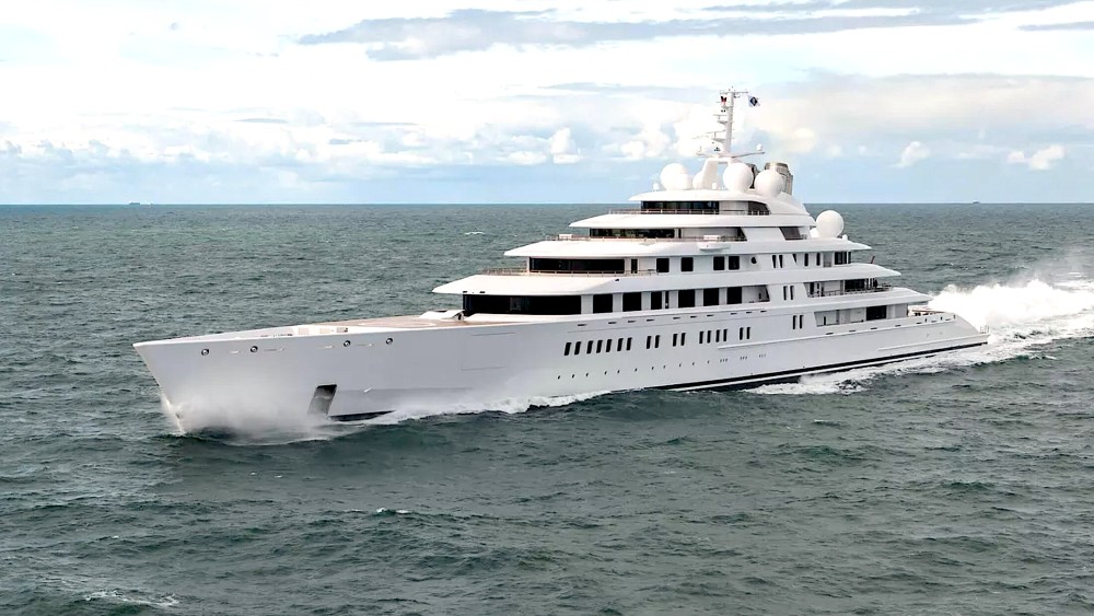 <p>At a staggering 590 feet bow-to-stern, the Lurssen-built <em>Azzam</em> earns the title of world’s longest privately owned gigayacht. But with its remarkable-for-the-size top speed of 31 knots (35.7 mph), it’s also the fastest. Twin 12,000hp MTU V20 turbo-diesels do the day-to-day powering at up to 18 knots (20.7 mph). But crank up the twin GE LM2500 gas turbines, coupled to four Wartsila waterjets, and there’s a staggering 94,000hp on tap. Of course, like <em>Azzam</em>‘s original owner, it helps if you own a few oil wells: At max speed, the yacht reportedly burns 13 tons of fuel an hour. Launched in 2013 at a reported cost of some $600 million, <em>Azzam</em> accommodates 30 guests pampered by up to 80 crew.</p>