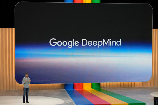 Alphabet chief executive Sundar Pichai spoke about Google DeepMind at a Google I/O event in Mountain View, Calif., May 10.