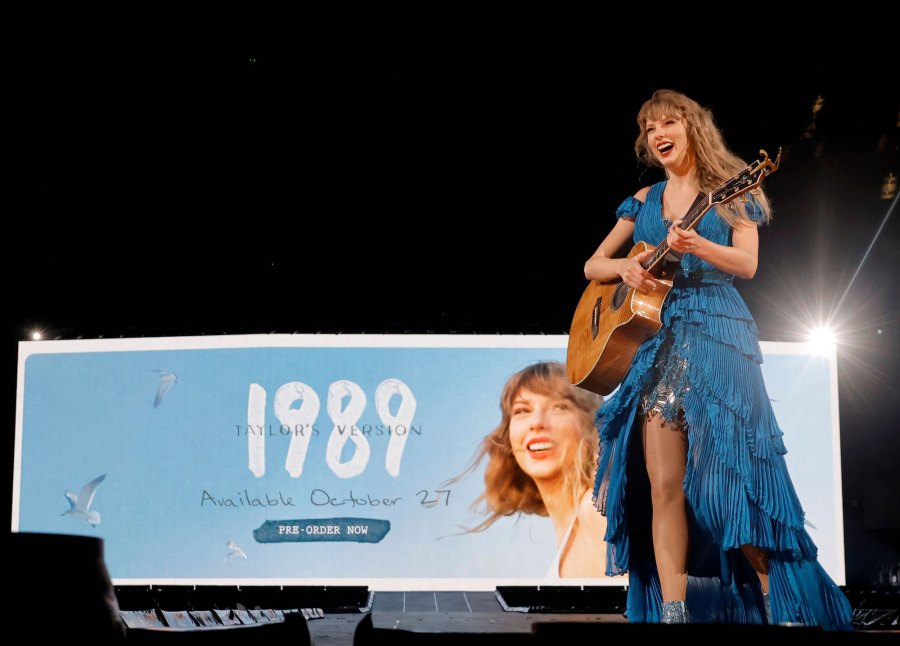 <p>While announcing the <em>1989 (Taylor’s Version)</em>, she slayed in an azure Jessica Jones maxi dress at SoFi Stadium.</p>