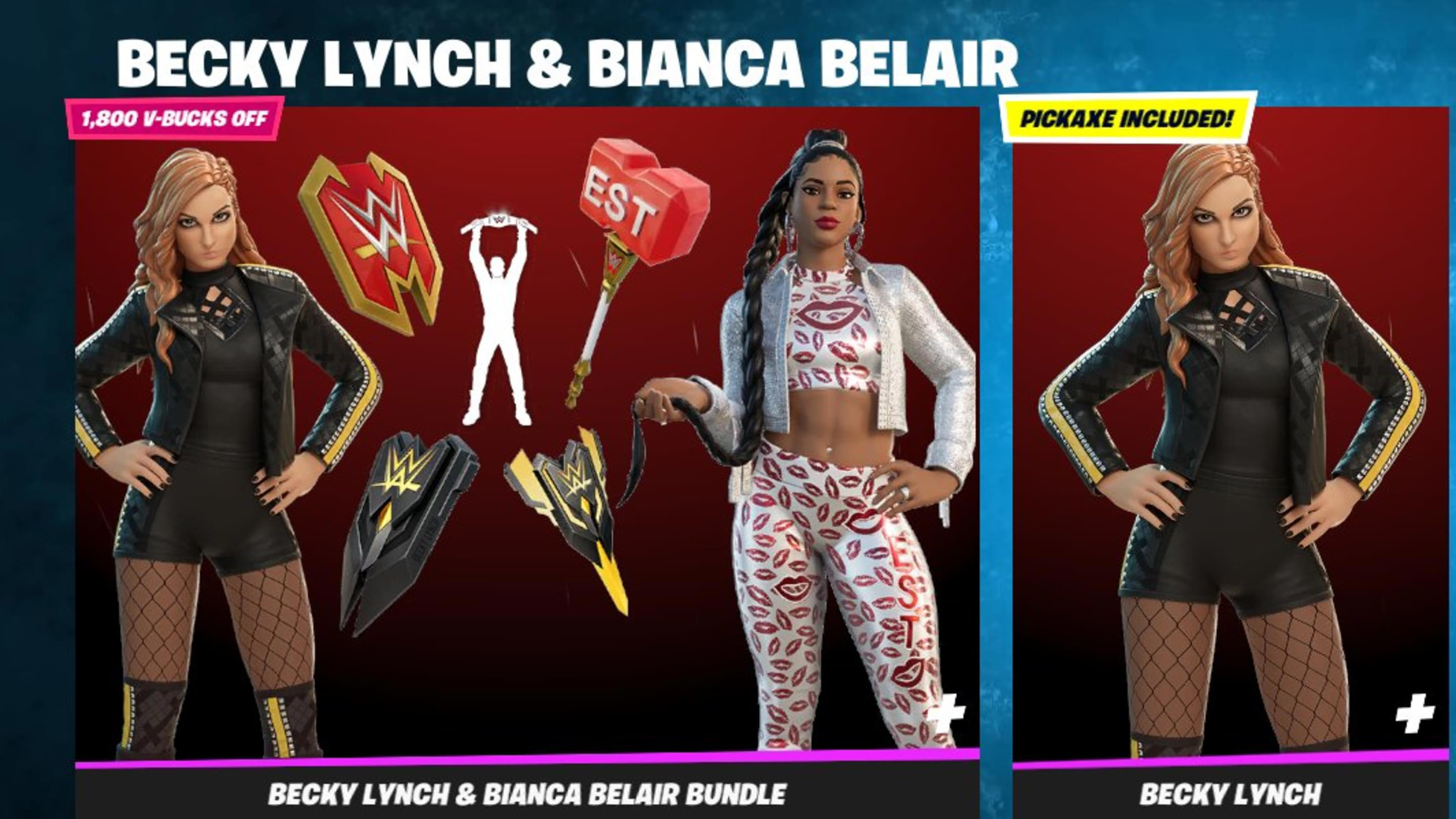 Fortnite x WWE Becky Lynch and Bianca Belair Skins All Items, Price