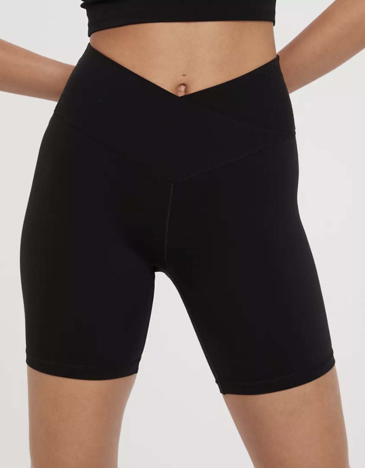 <p><a href="https://ae.com/us/en/p/aerie/bottoms/shorts/offline-real-me-crossover-7-bike-short/6493_4862_073">BUY NOW</a></p><p>$24</p><p><a href="https://ae.com/us/en/p/aerie/bottoms/shorts/offline-real-me-crossover-7-bike-short/6493_4862_073" class="ga-track"><strong>Aerie Offline Real Me Crossover 7" Bike Shorts</strong></a> ($24, originally $35) </p> <p>No two bike shorts are made the same, and this style is especially unique because it feature the stylish crossover waistband that's been dominating the activewear scene recently. Crafted from a lightweight fabric, the activewear bottoms boast a V-seam silhouette that's designed to hug your waist in all the best ways.</p>