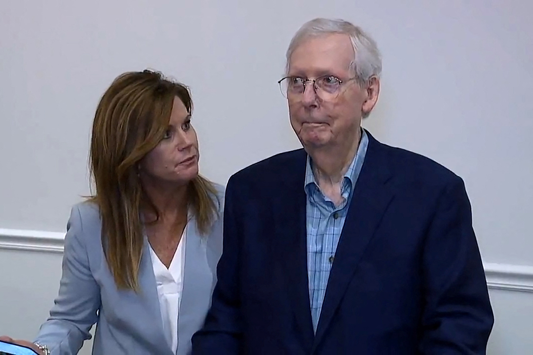 Senate GOP leader Mitch McConnell appears to freeze up again, this time