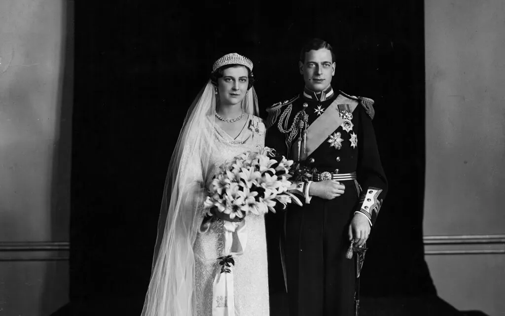 <p>Princess Marina of Greece and Denmark became the Duchess of Kent when she married Prince George on November 29, 1934. Here is a photo of the couple on that happy day.</p> <p>Marina is wearing a tiara very similar to the City of London diamond fringe tiara. It had been a gift from the city of London to commemorate her marriage. She loaned the tiara pictured here to her daughter, Princess Alexandra, for her wedding day.</p>