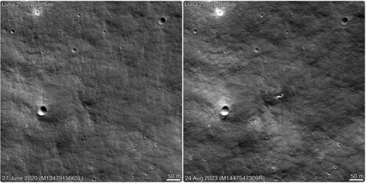 Imagens obtidas pela Nasa sugerem formação de uma cratera de dez metros na superfície lunar Foto: Nasa Goddard Space Flight Center