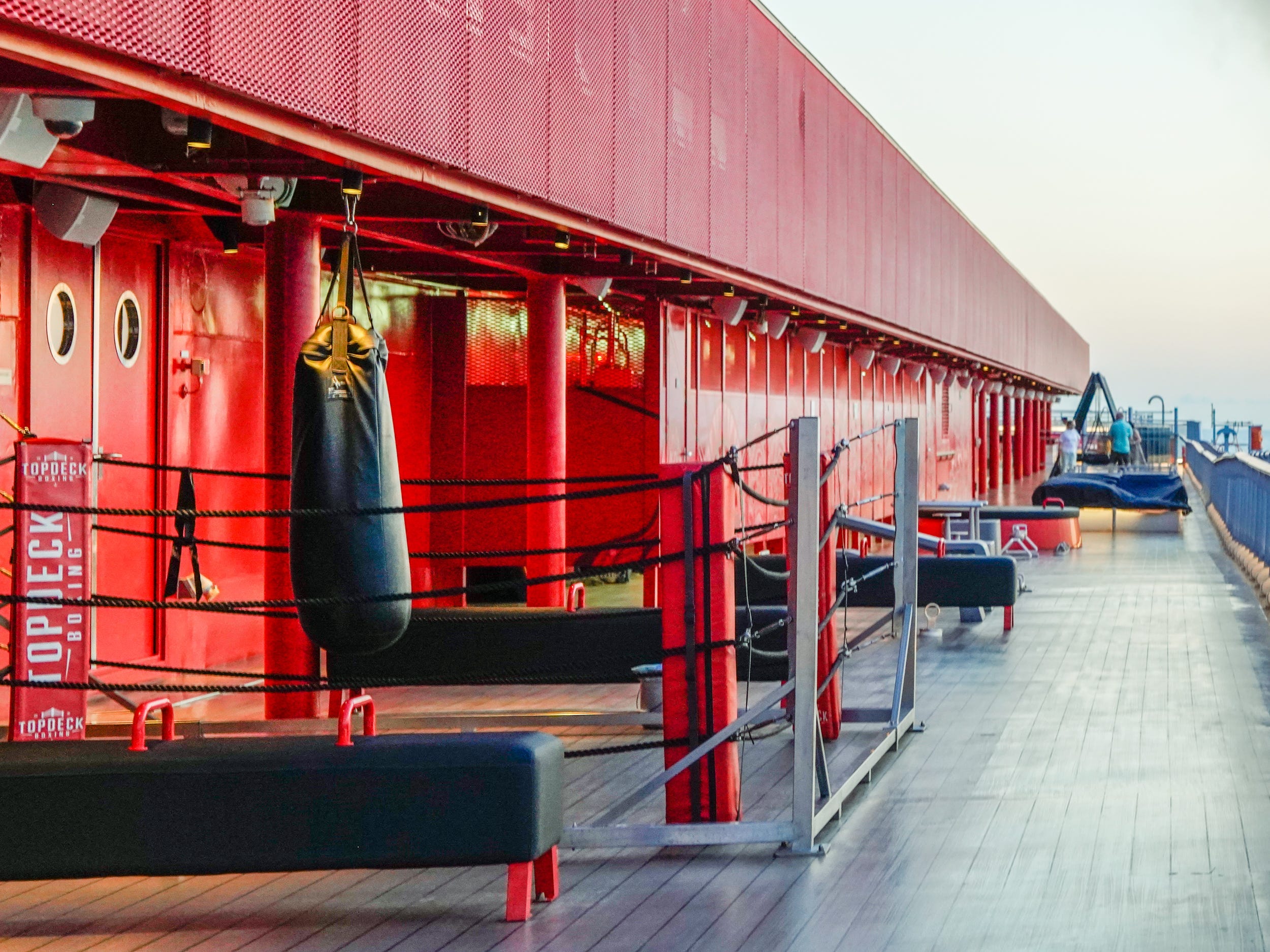 <p>On deck 16, the Athletic Club is home to an outdoor training center with strength and gymnastics equipment as well as a boxing ring. </p>
