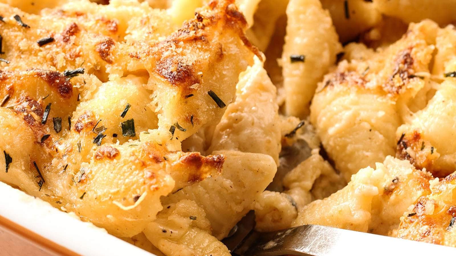 <p>Are you ready to dig into a superbly cheesy 3 cheese pasta bake? With a creamy, tasty, and seriously cheesy pasta sauce accompanied by a perfectly crispy topping made of mozzarella, Parmesan, and breadcrumbs.</p><p><strong>Get the Recipe: </strong><a href="https://knifeandsoul.com/cheesy-pasta-bake/" rel="noreferrer noopener"><strong>3 Cheese Pasta Bake</strong></a></p>
