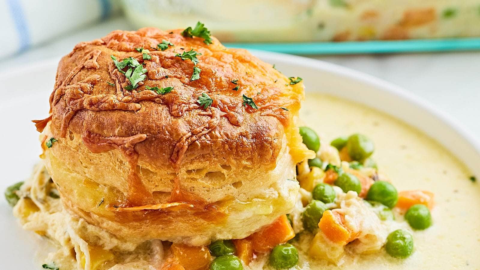<p>This Chicken Pot Pie Casserole is a surefire hit, turning your casserole dish into a treasure trove of comforting flavors. With tender chicken, a creamy sauce, and a golden crust, it's comfort food at its finest.</p><p><strong>Get the Recipe: <a href="https://cheerfulcook.com/cheesy-chicken-pot-pie-casserole/" rel="noreferrer noopener">Chicken Pot Pie Casserole</a></strong></p>