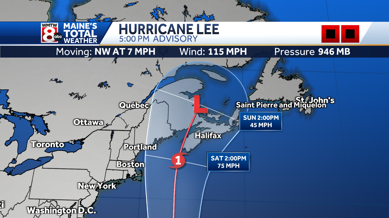 Hurricane Lee forecast cone now covers most of Maine