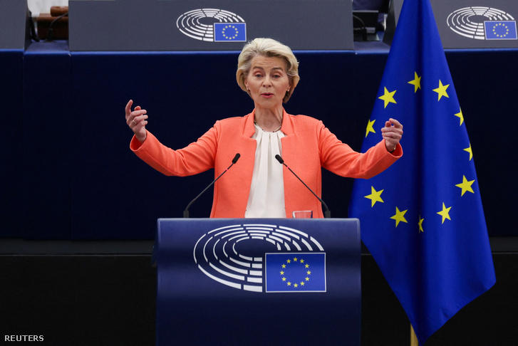 Ursula von der Leyen, az Európai Bizottság elnöke beszédet mond az Európai Unió helyzetéről az Európai Parlamentben, Strasbourgban, Franciaországban 2023. szeptember 13-án