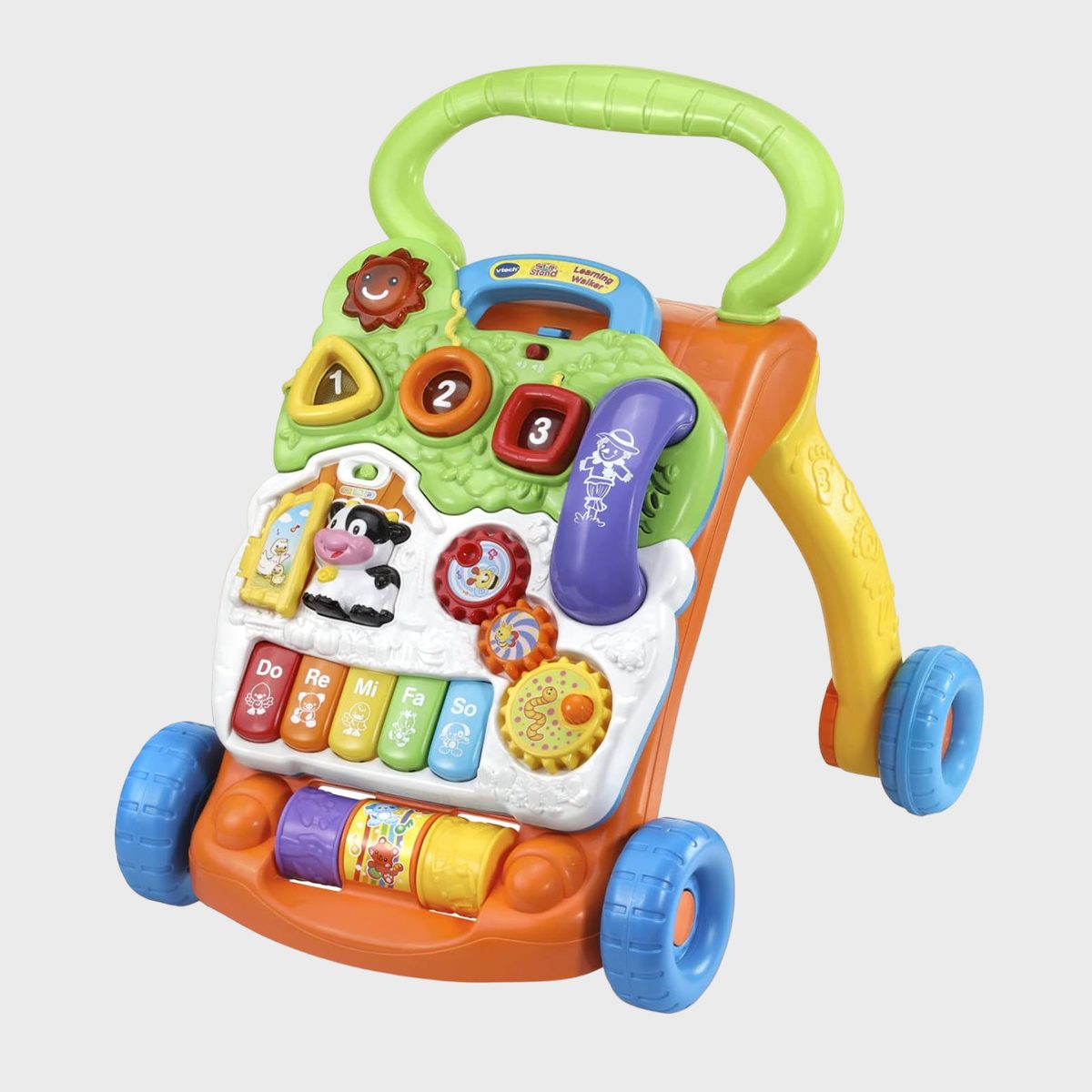 <p>This brightly-hued <a href="https://www.amazon.com/VTech-Stand-Learning-Frustration-Packaging/dp/B0053X62GK" rel="nofollow noopener noreferrer">learning walker</a> is one of the best toys for babies in their first year because it offers stimulation for so many senses. Babies will enjoy it whether sitting (from about six months on) or standing as babies start to pull themselves up and try walking when they're closer to a year old. It's also an <a href="https://www.rd.com/list/things-you-should-always-buy-on-amazon/" rel="noopener noreferrer">Amazon bestseller</a> and boasts a whopping 77,000 five-star ratings (and counting) and a nearly perfect 4.8-star average.</p> <p class="listicle-page__cta-button-shop"><a class="shop-btn" href="https://www.amazon.com/VTech-Stand-Learning-Frustration-Packaging/dp/B0053X62GK">Shop Now</a></p>