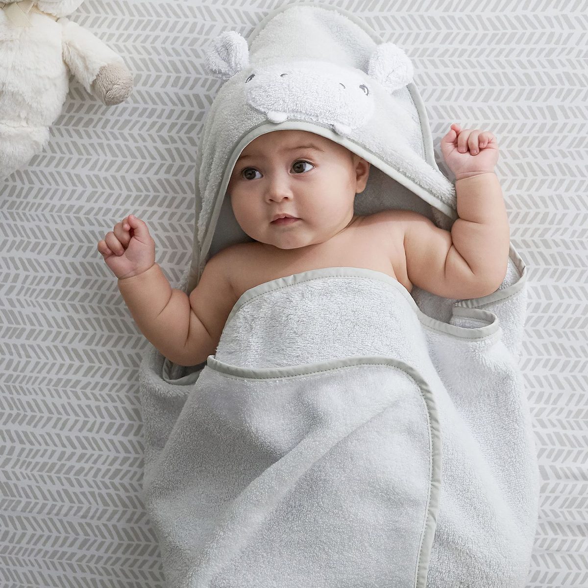 <p>A soft, cozy <a href="https://www.rd.com/list/make-towels-last/">bath towel</a> is always a welcome baby gift. Up the cuteness factor by opting for one of these <a href="https://www.potterybarnkids.com/products/hooded-animal-towel-and-wascloth-sets/" rel="noopener noreferrer">animal-inspired towels</a> and adding the baby's name or monogram. This adorable set is made of 100% cotton and comes with a hooded towel and matching washcloth. New parents won't be able to resist snapping photo after photo of their cuddly little lamb, sweet little lion or squeaky clean bunny.</p> <p class="listicle-page__cta-button-shop"><a class="shop-btn" href="https://www.potterybarnkids.com/products/hooded-animal-towel-and-wascloth-sets/">Shop Now</a></p>