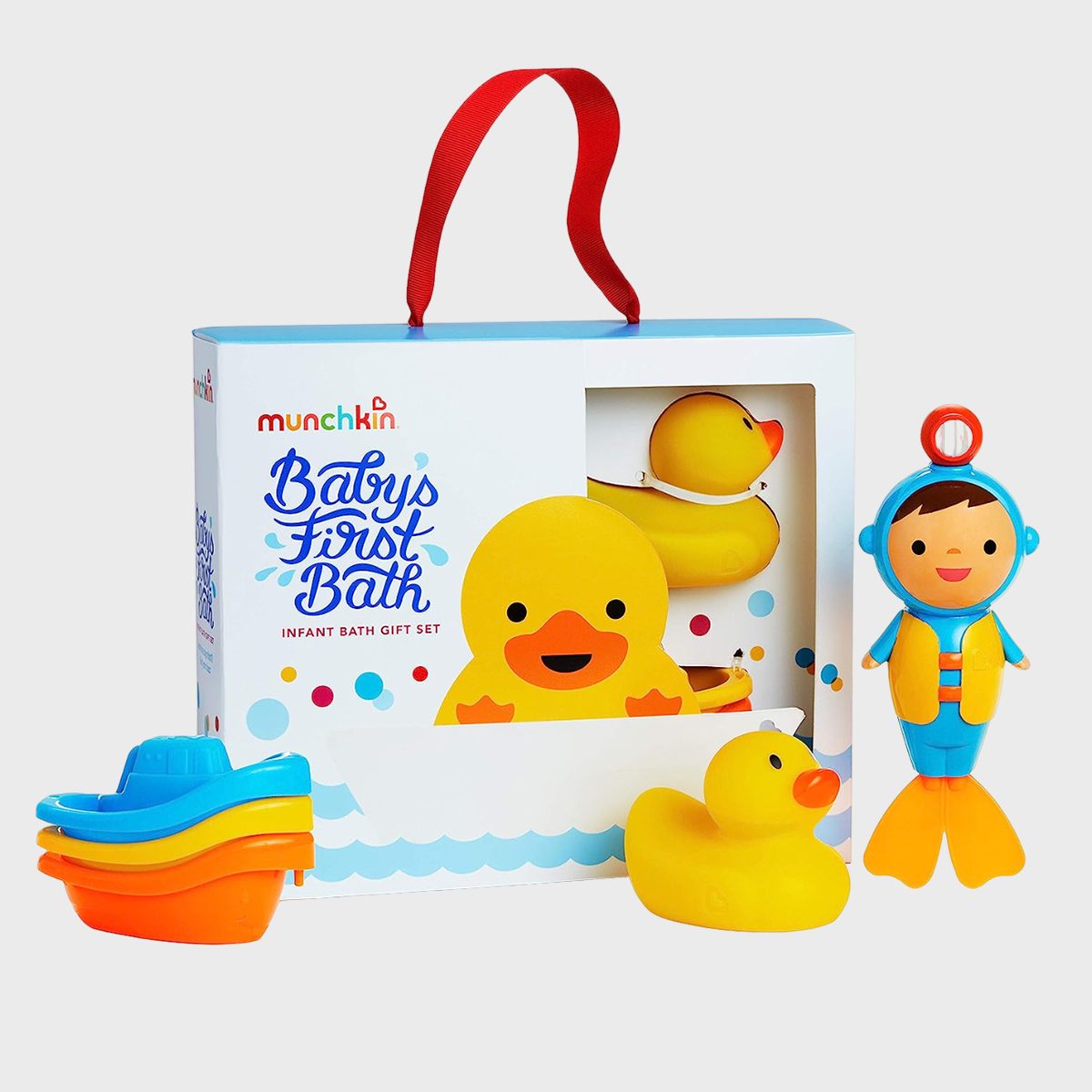 <p>An adorable rubber ducky <a href="https://www.amazon.com/Munchkin-Babys-First-Bath-Piece/dp/B07X85CZMK" rel="nofollow noopener noreferrer">bath toy gift set</a> that comes in a ready-to-wrap box? Yes, please. This fun set is easily one of the most popular baby gifts under $20, and one of the most frequently requested items on the Amazon Baby Registry—even if parents do have to learn <a href="https://www.rd.com/list/clean-toys-to-remove-mold/" rel="noopener noreferrer">how to clean bath toys</a> to prevent mold. Little ones will play with the yellow duck, swimming friend and floaty boaties happily for years.</p> <p class="listicle-page__cta-button-shop"><a class="shop-btn" href="https://www.amazon.com/Munchkin-Babys-First-Bath-Piece/dp/B07X85CZMK">Shop Now</a></p>