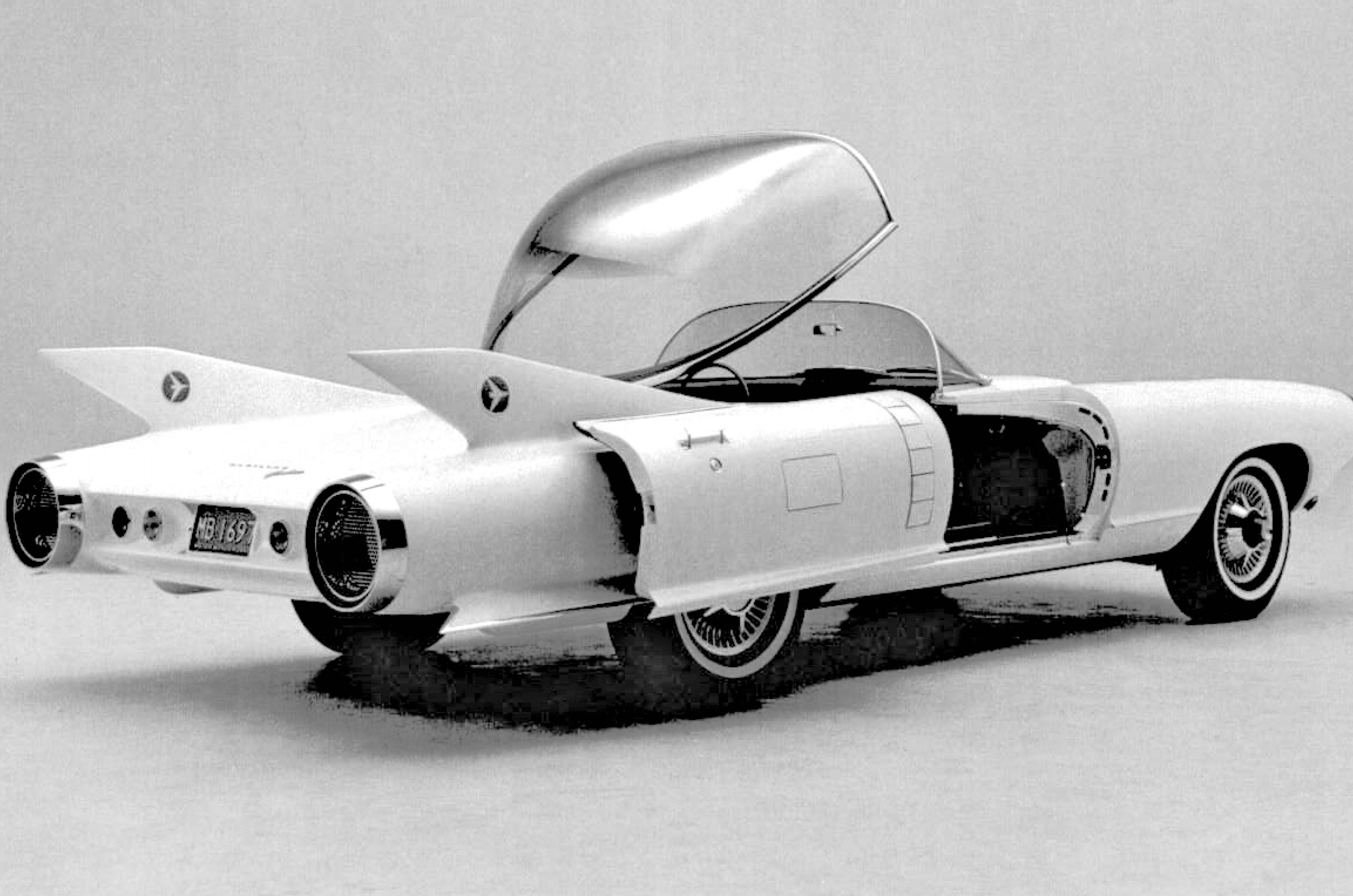 <p>The space race had a significant influence on car design in the late 1950s and the Cyclone was clearly no exception.</p>  <p>The glass roof’s purpose was twofold: when the motorized sliding doors opened, the roof automatically lifted to give occupants ample headroom to get out, but it was also a cabriolet roof.</p>  <p>The bubble folded into the trunk when it wasn’t in use, leaving a curved windshield, and it closed automatically when the rain-detecting sensors recognized wet weather.</p>  <p>The side doors ran on ball bearings to make the motion as smooth as possible and they opened at the touch of a button.</p>  <p>To avoid cooking its passengers, the Cyclone’s roof was coated with vaporized silver on the inside to protect against UV rays. All very space age.</p>