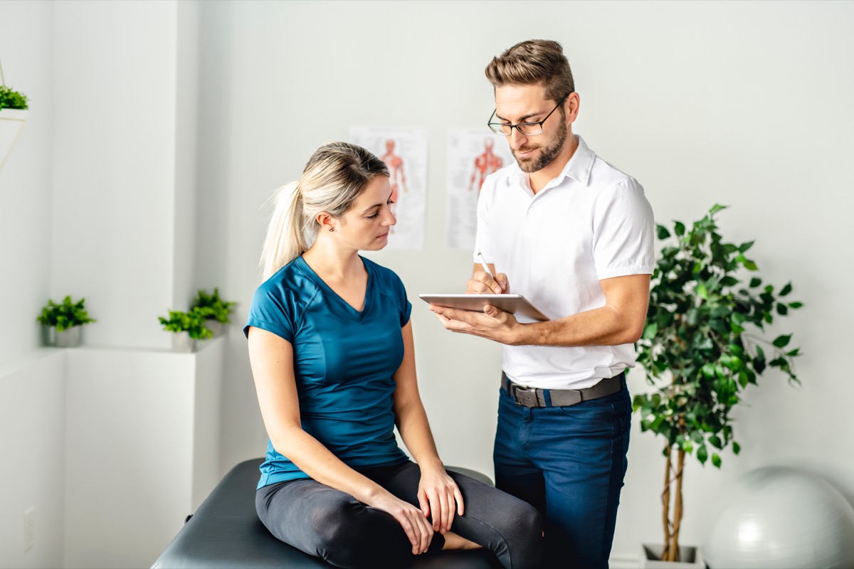 <p>If your chiropractor is only spending a couple of minutes with you, consider whether you're really getting the treatment you need—and if it's worth the copay.</p><p>"Very short visits with a chiropractor where you don't have time to talk about your concerns are a red flag for the same reasons as the open room concept," Egbogah says.<p><strong>RELATED: <a rel="noopener noreferrer external nofollow" href="https://bestlifeonline.com/biggest-health-risks-of-sitting-all-day/">7 Biggest Health Risks of Sitting All Day, Doctors Say</a>.</strong></p></p>