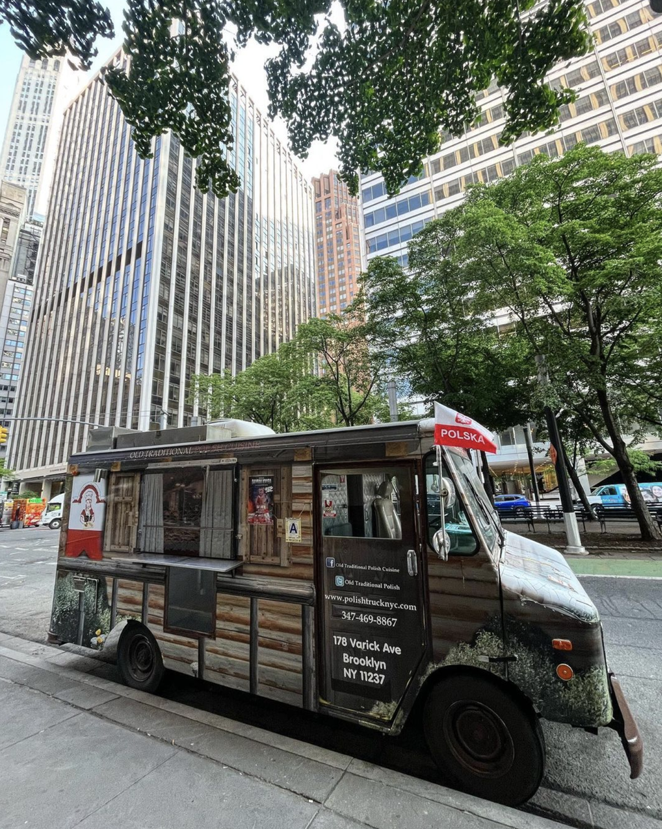 <p>After feeling like he couldn't get enough good Polish food, Grzegorz Gryzlak started <a href="http://polishtrucknyc.com/">Old Traditonal Polish Cuisine</a> to sling tasty pierogis all over Manhattan. He was soon joined by his wife Eva Lokaj, who spoke with us. "We just wanted to basically create the feeling and culture of when you would visit Poland—that’s how you feel like when you visit us in the food truck," Lokaj said.</p><p>Along with four varieties of pierogi: potato & cheese, meat, spinach & cheese, and sauerkraut & mushroom, you can try their grilled kielbasa or tasty triple-smoked bacon if you're really hungry. "My personal favorites are definitely the kraut & mushroom pierogis," Lokaj said.</p>
