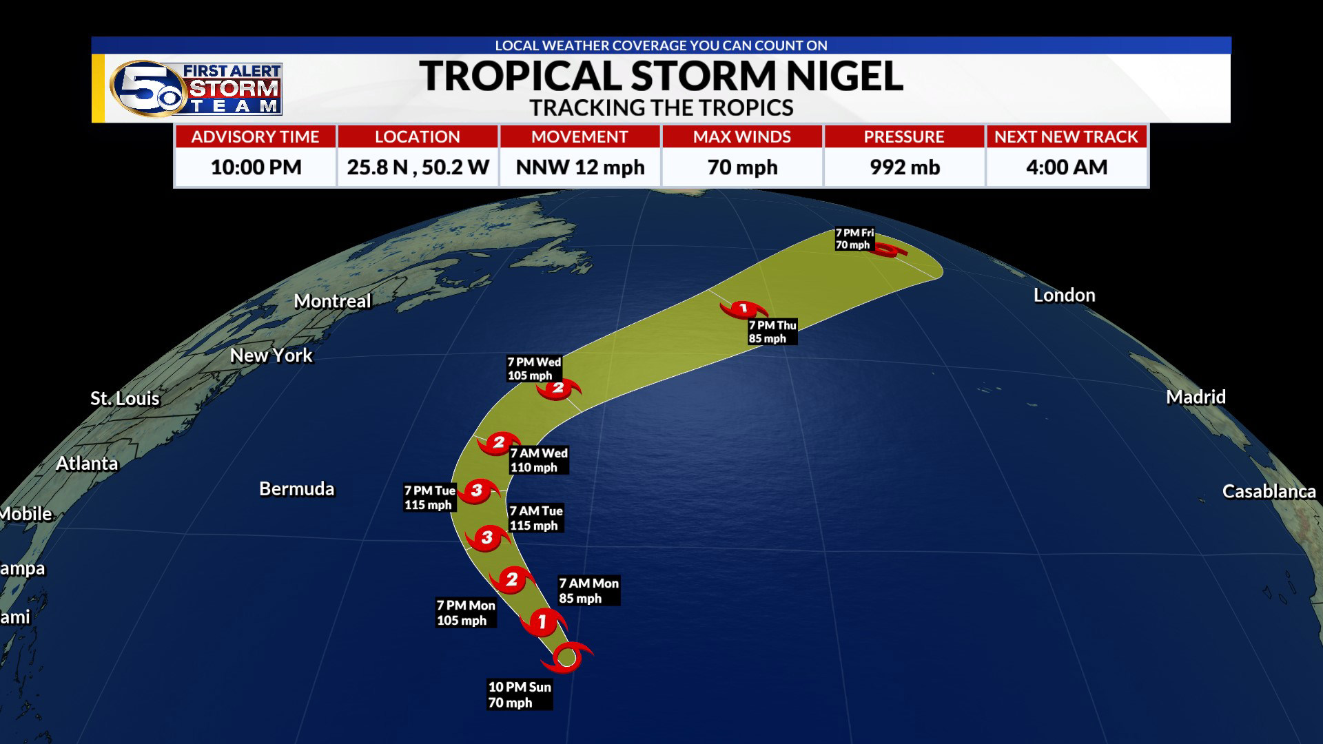 Nigel to soon become a hurricane, Tracking two other areas: Tropics ...
