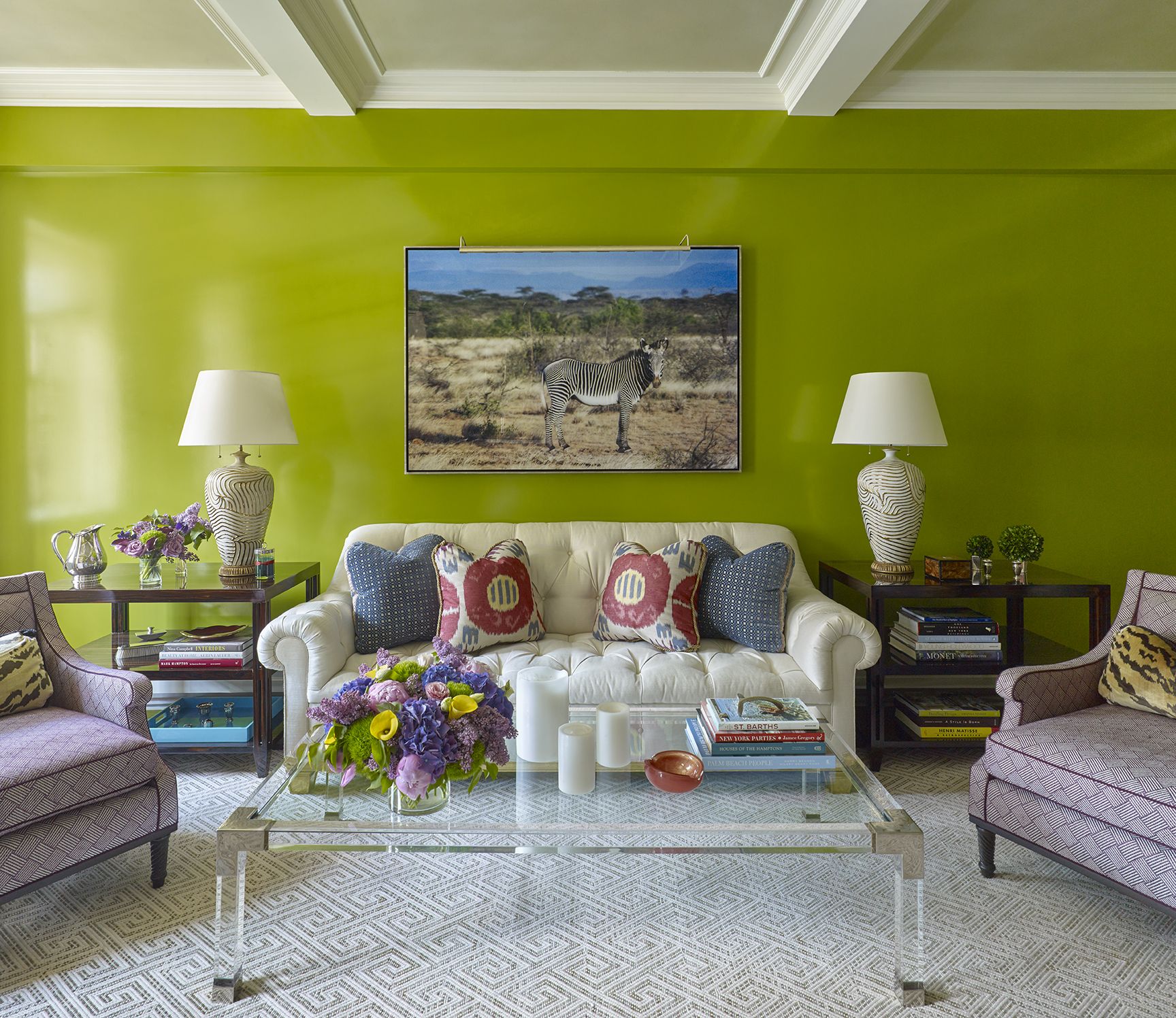 <p>                     If you're confident with color, why not opt for living room accent wall color ideas that bring zest and vitality to it?                   </p>                                      <p>                     'This space was really created for living, gathering with the family and celebrating life's milestones. Since green is often associated with life in literature, this vibrant hue provided the perfect foundation,' says New York based interior designer Phillip Thomas. 'It looks beautiful at all times of day, brightening up a weekend brunch and glowing from within at night.'                   </p>                                      <p>                     In addition to the color of your accent wall, it's also worth thinking about the paint finishes, as they can impact the look and feel of the room. 'I always love a high gloss lacquer finish in a living room, as it adds lightness and luxury to the space,' says Phillip.                   </p>