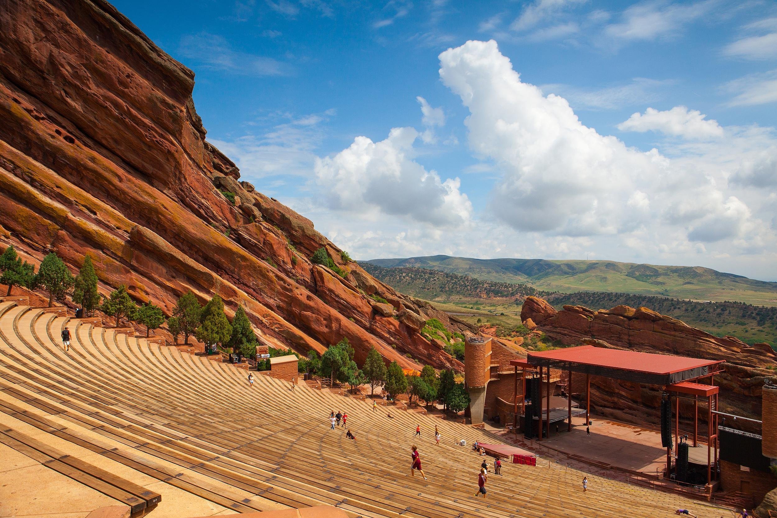 <p>Colorado is a scenic state with thriving urban areas as well as fantastic recreation areas, mountains, and wilderness. Concertgoers love Red Rocks, an outdoor amphitheater carved into the foothills just outside Denver. It's a dramatic venue for a selfie, even when there is no band performing. </p>