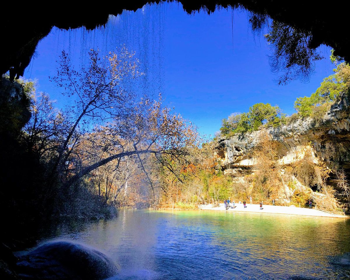 <p>Outside Austin is a gorgeous natural wonder called the Hamilton Pool Preserve, which is astounding enough to warrant a roll of selfies. This wild and beautiful sight consists of a cave, a lovely lake, and a waterfall; it doesn't get much better than that. (Note: Reservations are required during the summer.)</p>