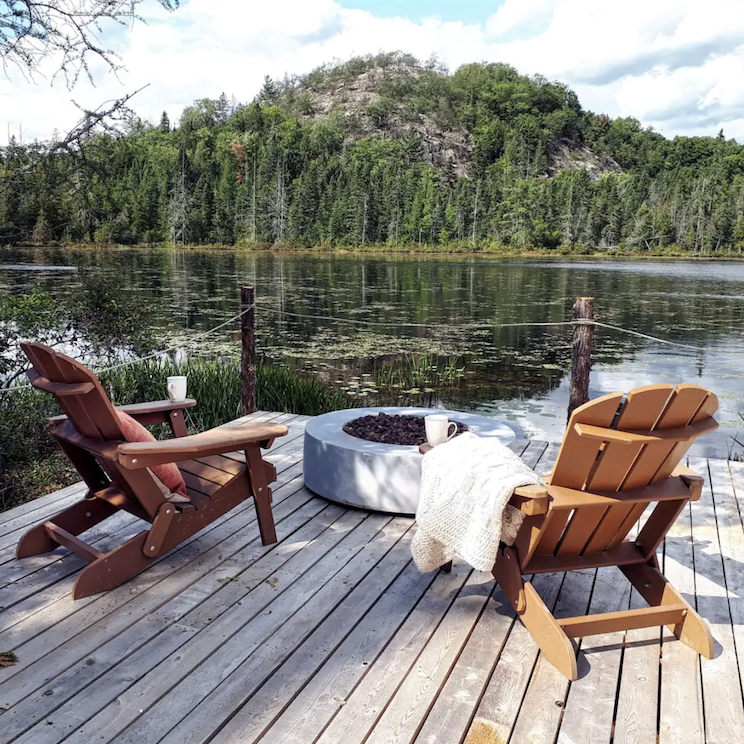 <p>There are plenty of amenities too, including a covered outdoor kitchen and a custom shower house with natural finishes. It’s an ideal place for you and the dog to relax with modern features while still feeling like you’re getting the true wilderness experience.</p>