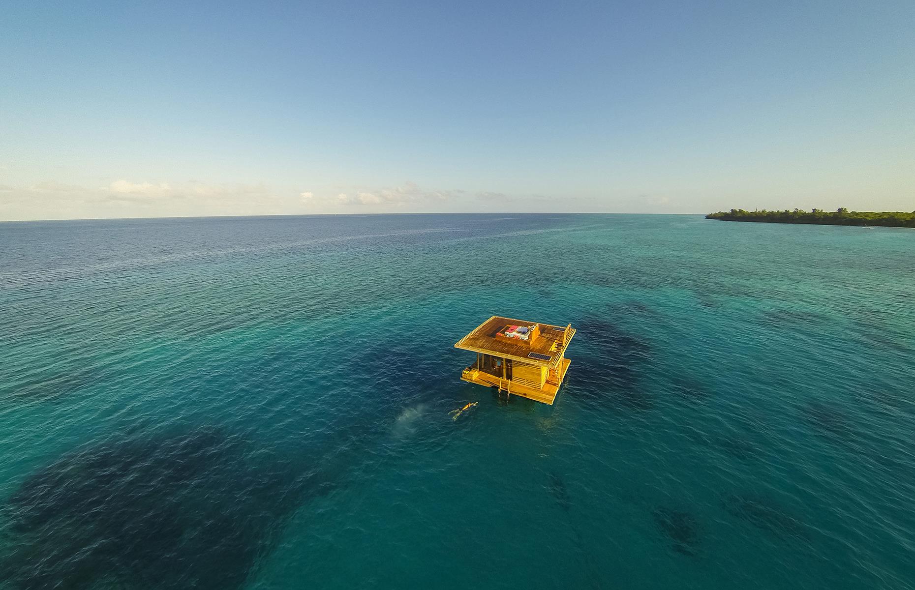 <p>Taking floating hotels to the extreme is <a href="https://themantaresort.com">Manta Resort</a> off the coast of Pemba Island in Tanzania. Because overwater villas simply aren't enough for it, the resort has also got an incredible 'in-water' villa, which is quite literally stranded out to sea. The villa has three floors, one of which is underwater. </p>