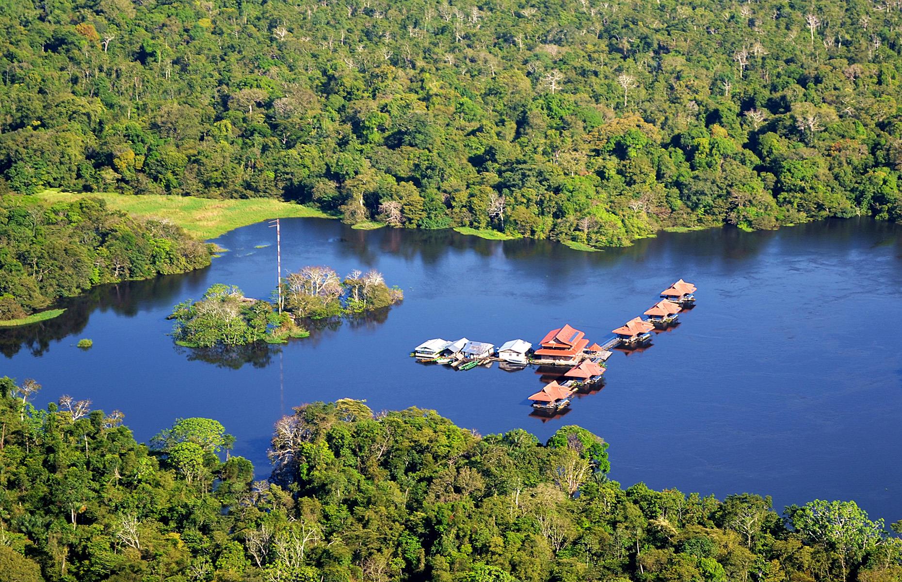 <p>Deep in the Brazilian Amazon's Várzea – a flooded forest – <a href="https://www.uakarilodge.com.br">this floating lodge</a> is the place to stay if wildlife is your bag. Right in the thick of the Mamirauá Sustainable Development Reserve, the lodge is surrounded by a bio-diverse wilderness where monkeys swing in the tree canopies and sloths idle on branches.</p>