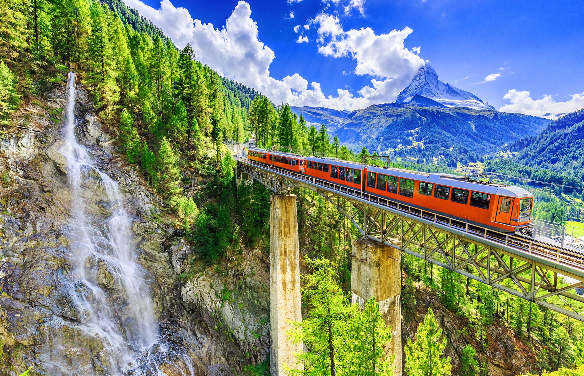 Visitors flock to this Central European country for its clean-as-a-whistle cities, laced with historic churches, opera houses and themed museums, and its spectacular natural spoils. Pictured is the Gornergrat Bahn, a cog railway in the Zermatt region that offers pinch-yourself views of waterfalls, forested peaks and the iconic Matterhorn mountain.