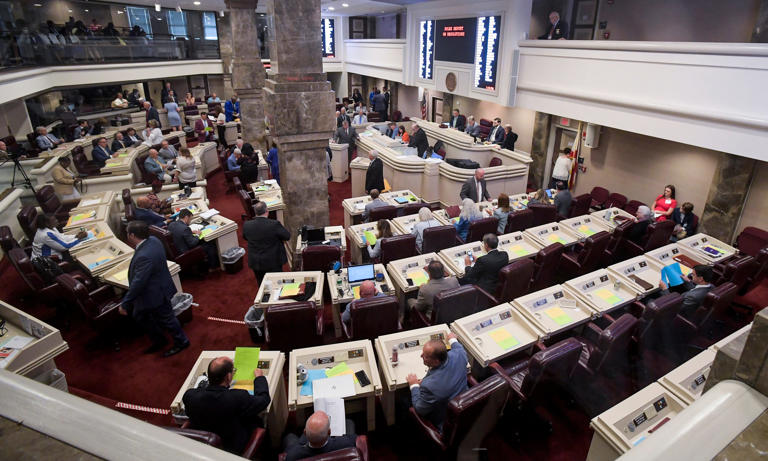 The floor of the house of representatives as the Alabama Legislature meets in Montgomery, Ala, on Tuesday May 23, 2023.