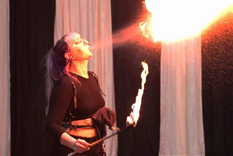 Mystics And Marvels, "a faire of unusual things" at the Franklin County Fairgrounds on Saturday and Sunday, will include fortune-tellers, an enchanted forest, costumed vendors and performers like this firebreather.